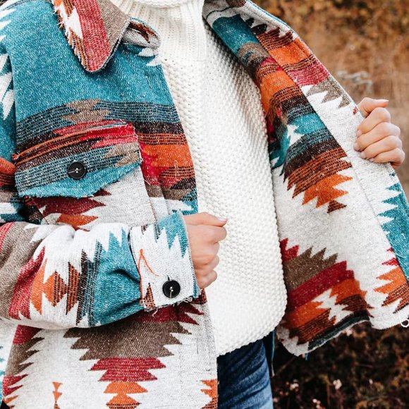 ZION DISTRESSED BUTTON DOWN SHACKET - RUST - Picture 6 of 10